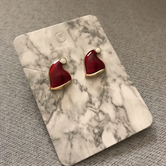 Red Santa Hat Earrings - Picture 2 of 3